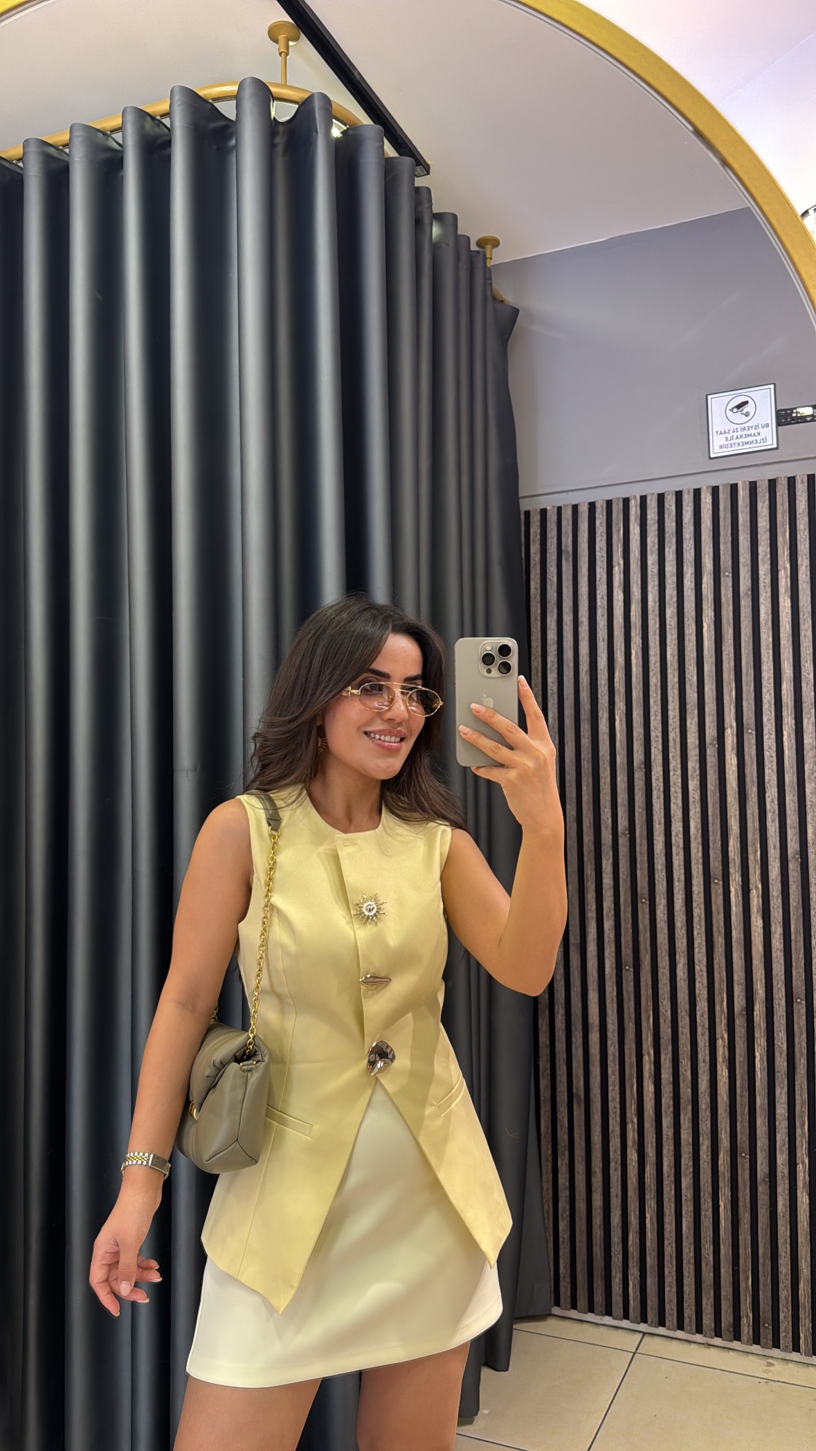 Sarı Gold Bronşlu Yelek