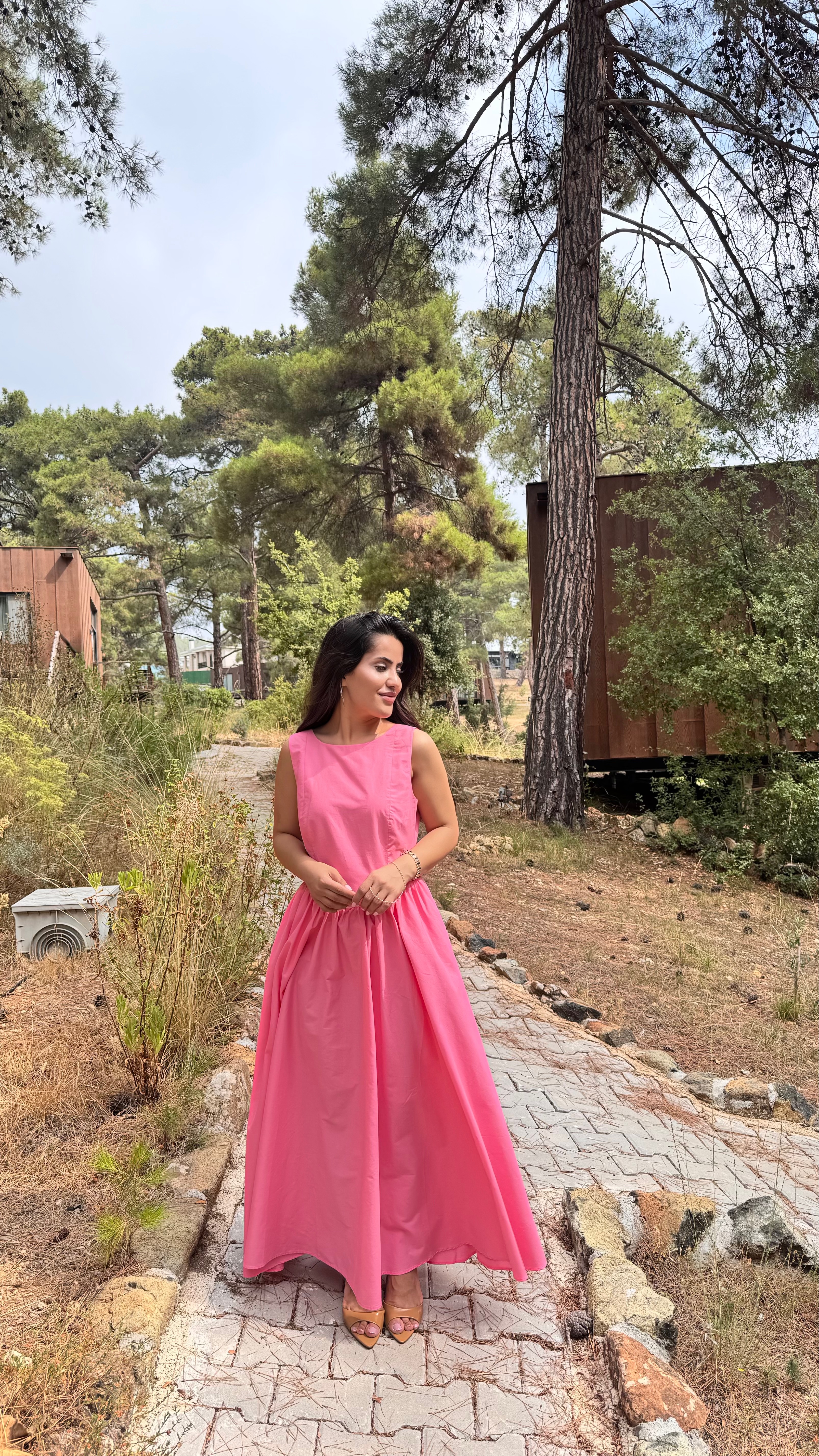 Roesia Pembe Uzun Elbise 