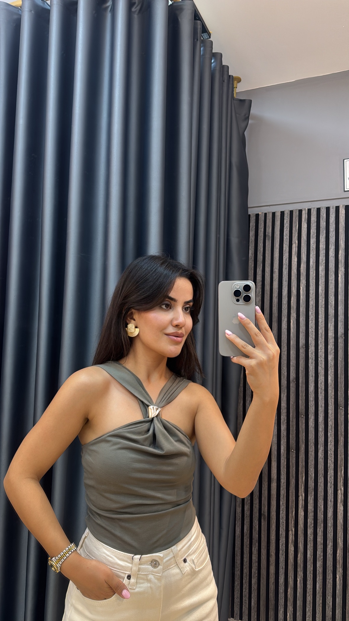 Haki Bluz Kendiliğnden Tokalı 