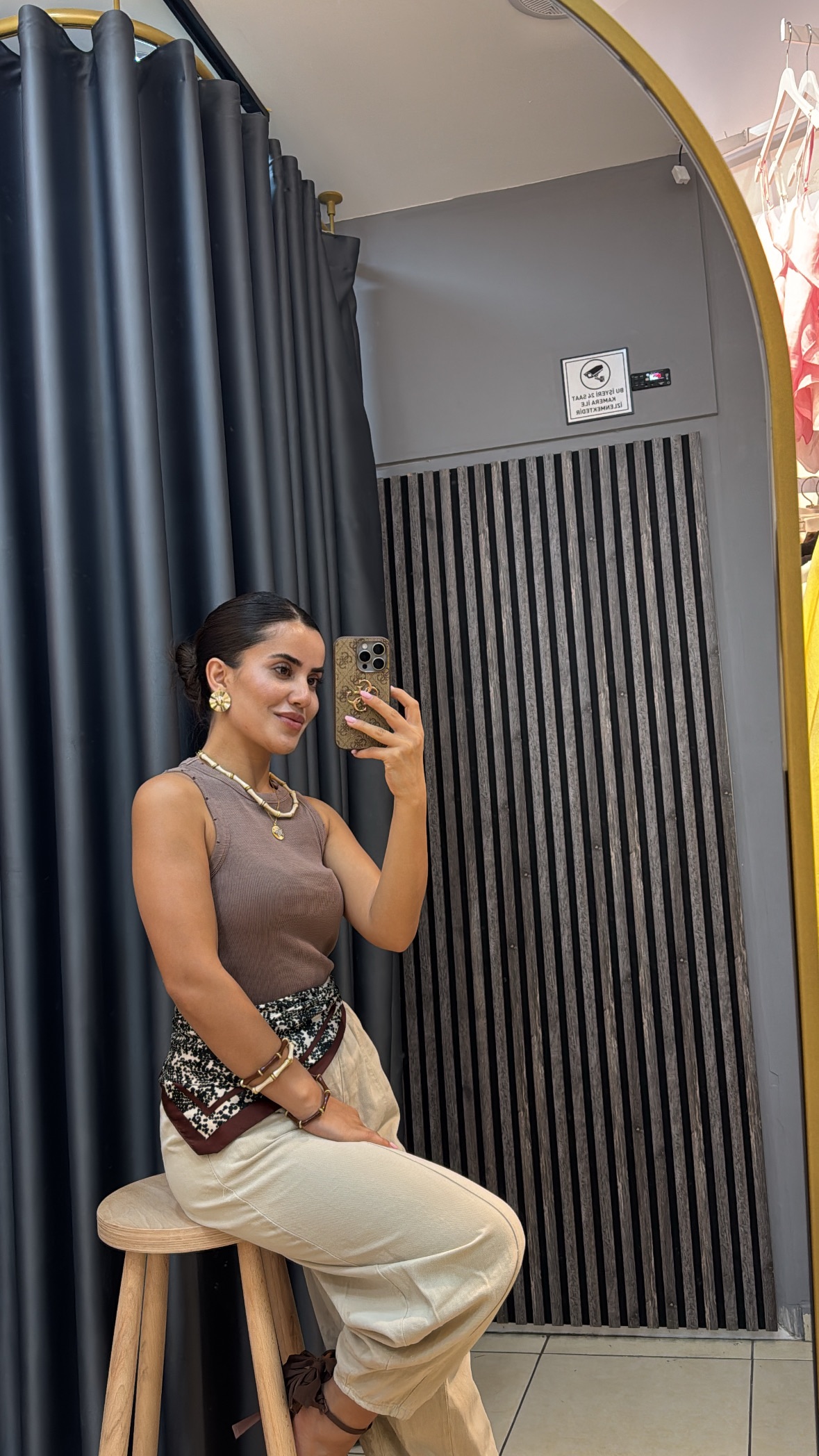 Ekru Beli Lastikli Keten Şalvar Pantolon