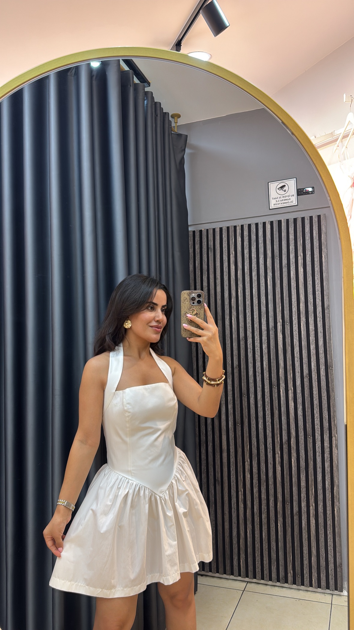 Beyaz Pragya Mini Elbise 
