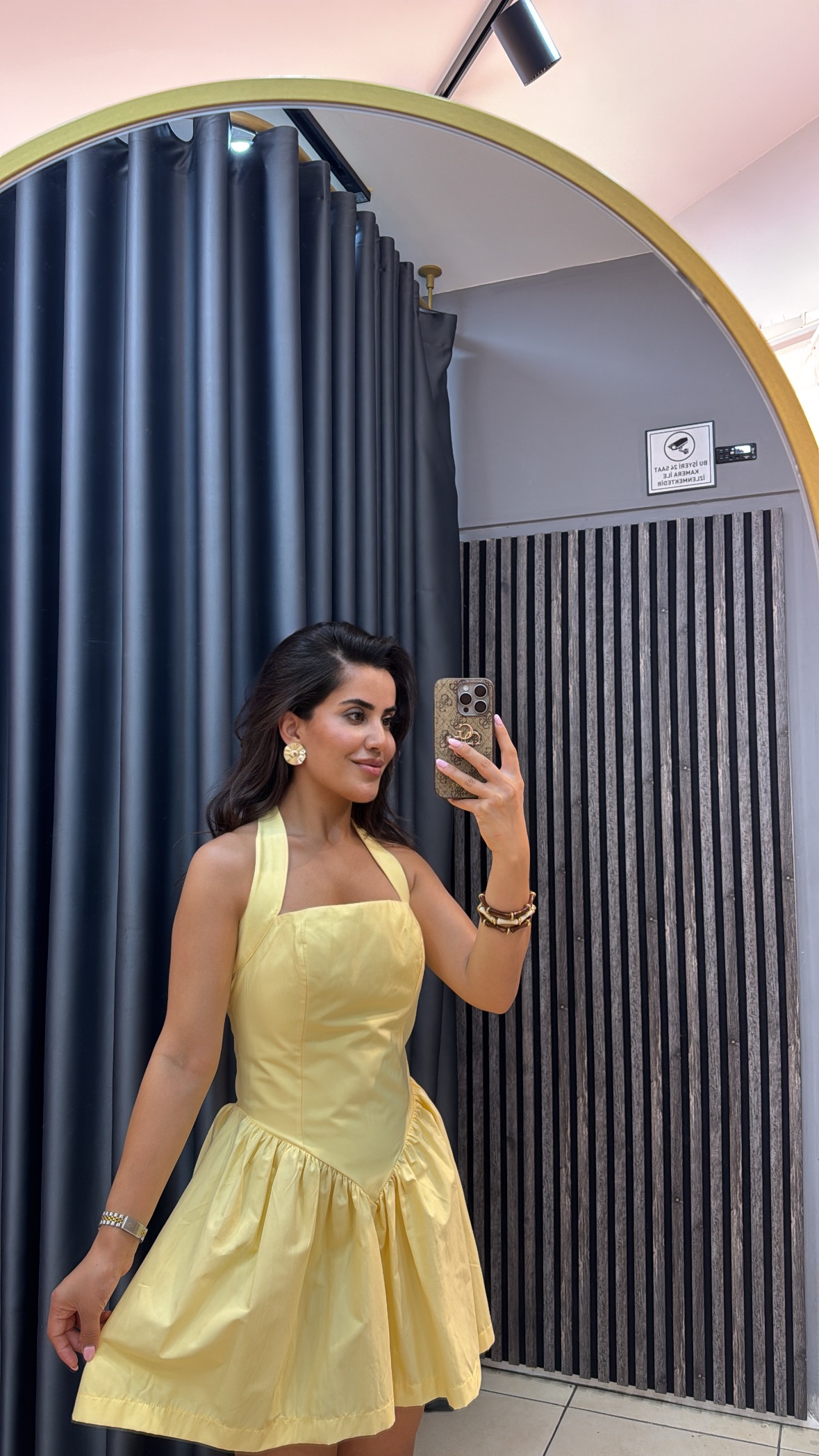 Sarı Pragya Mini Elbise 