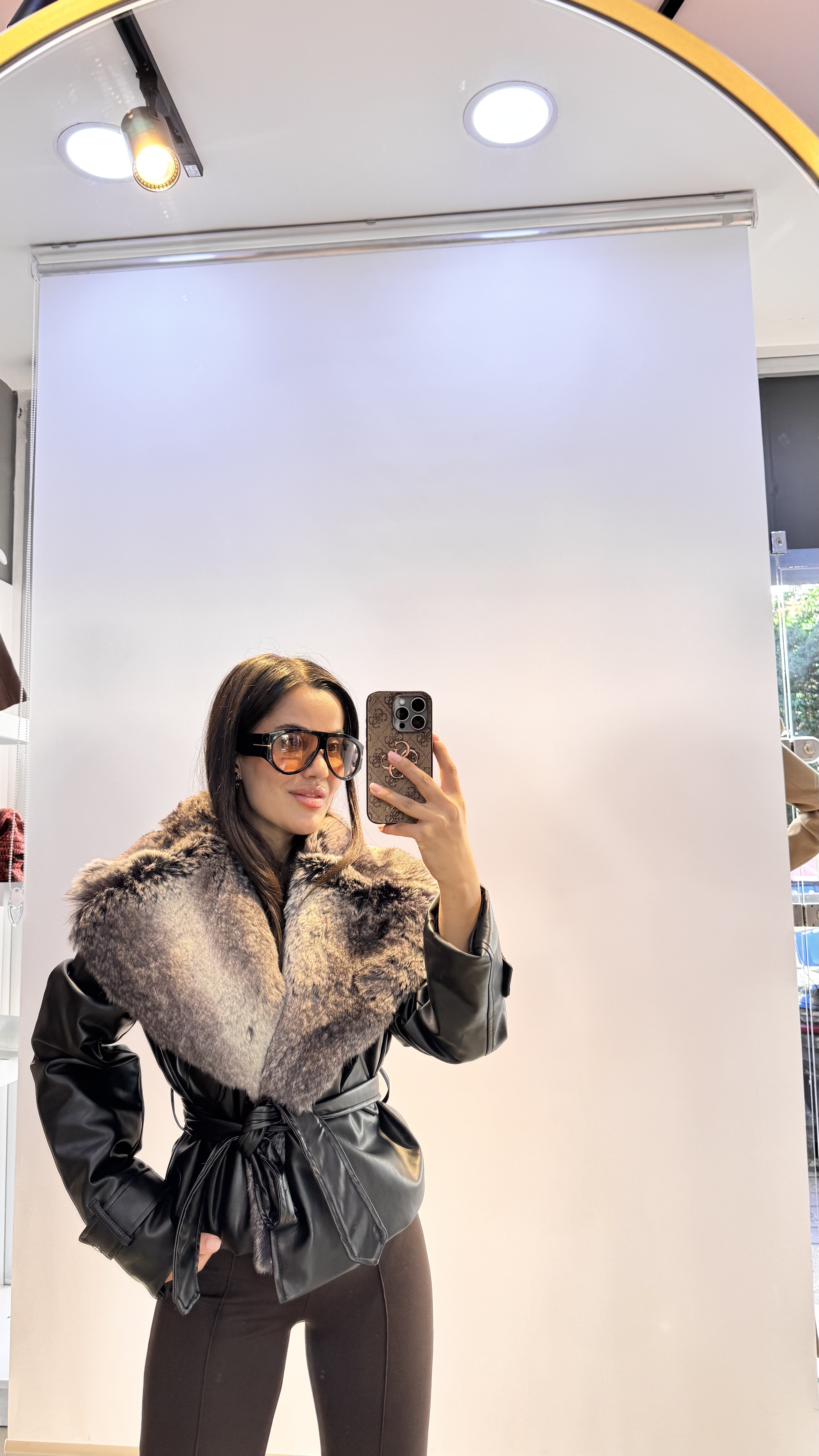 Belland Siyah Premium Kürklü Deri Mont 