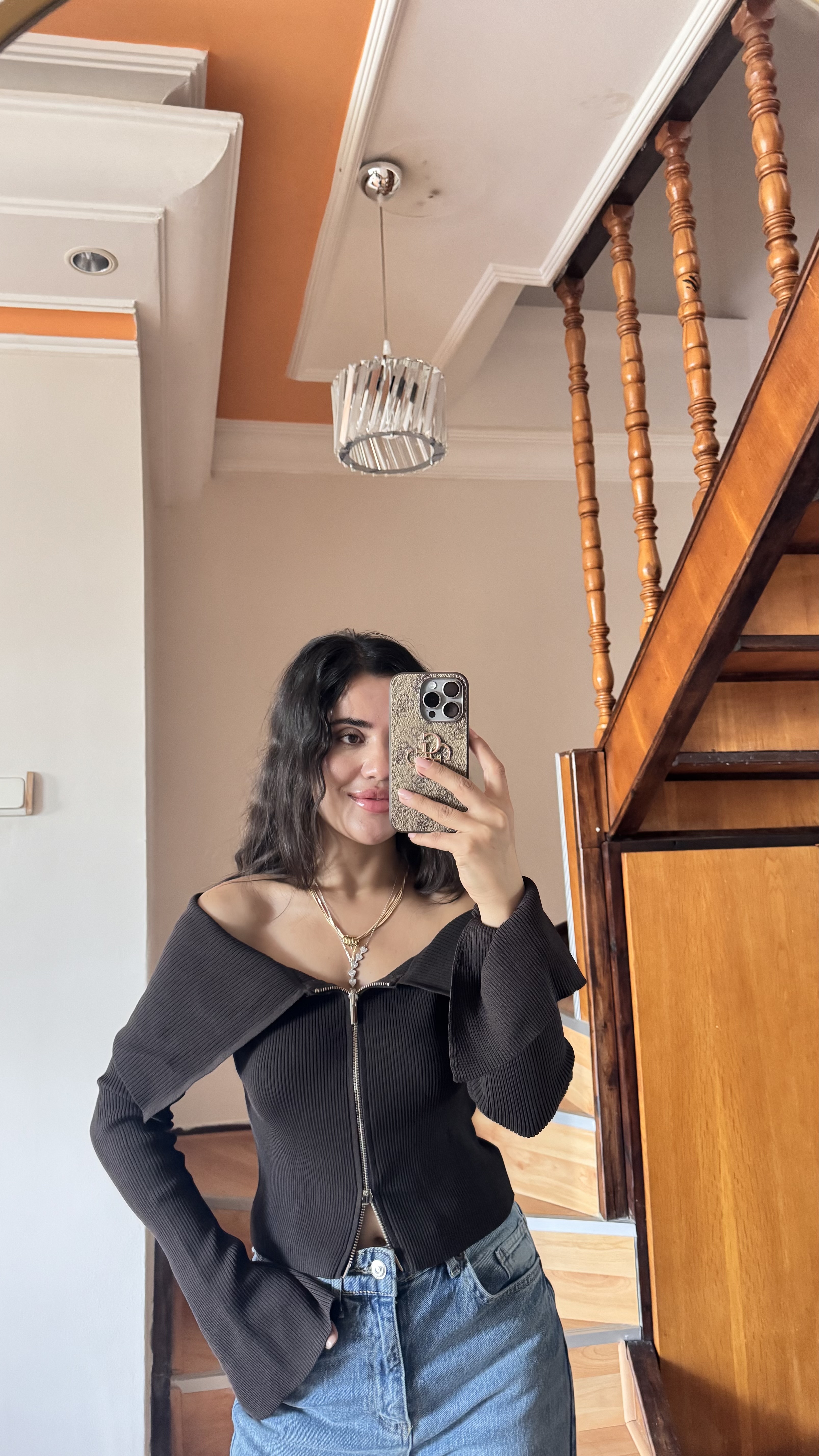 Acı Kahve Çift Fermuarlı Triko 