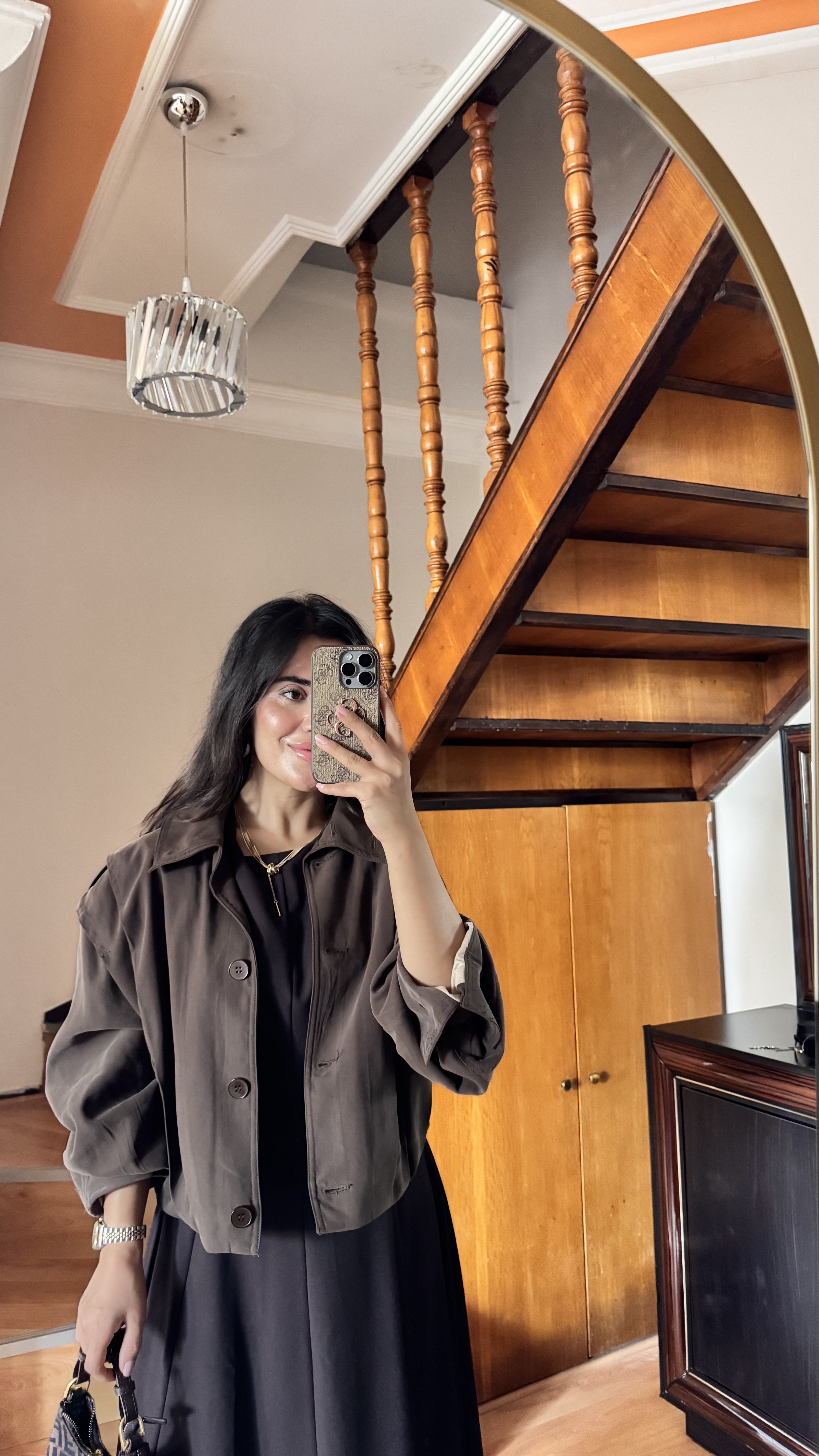 Acı Kahve Bomber Kısa Trenç 