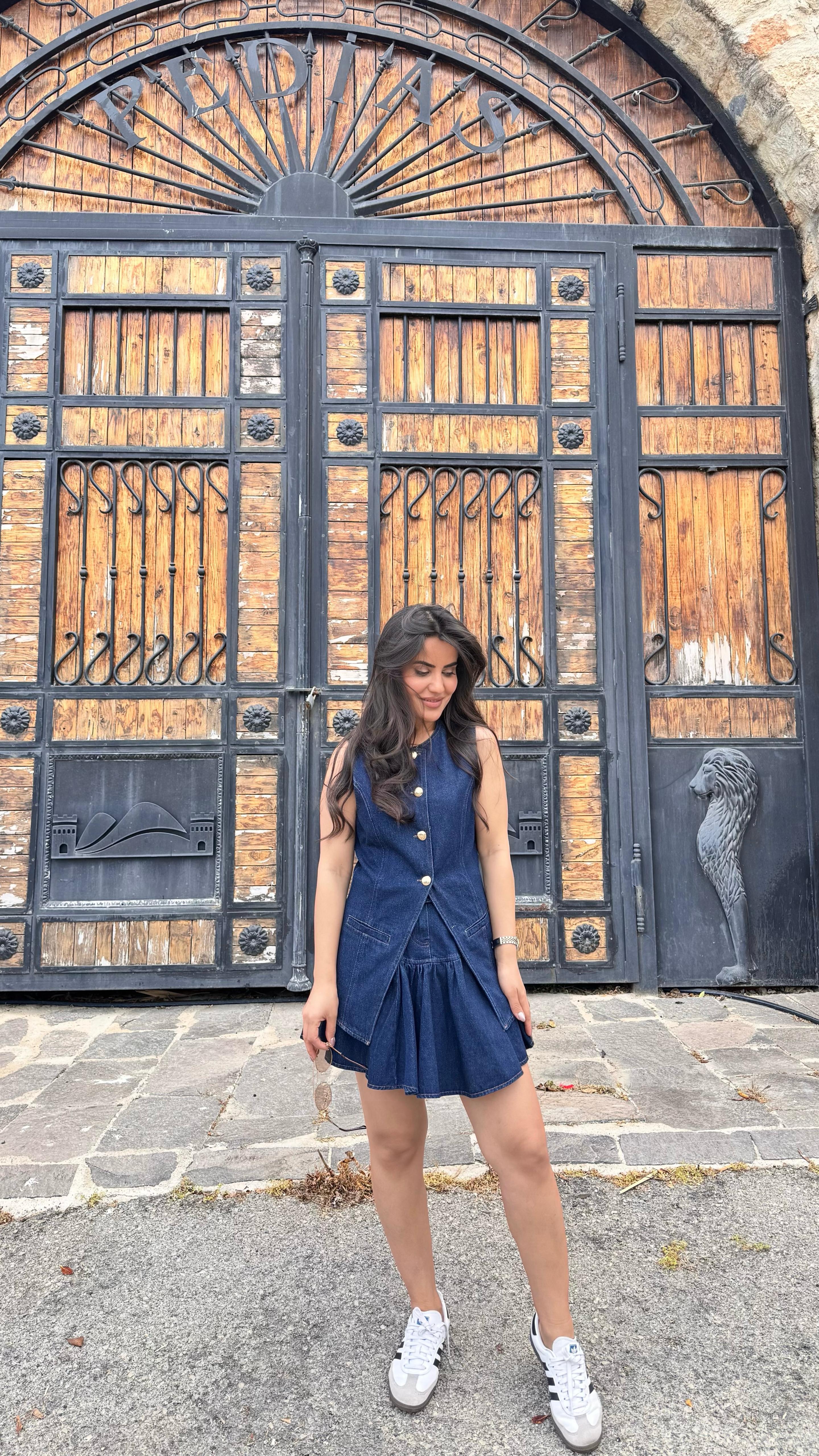İkili Gold Düğmeli Denim Takım 