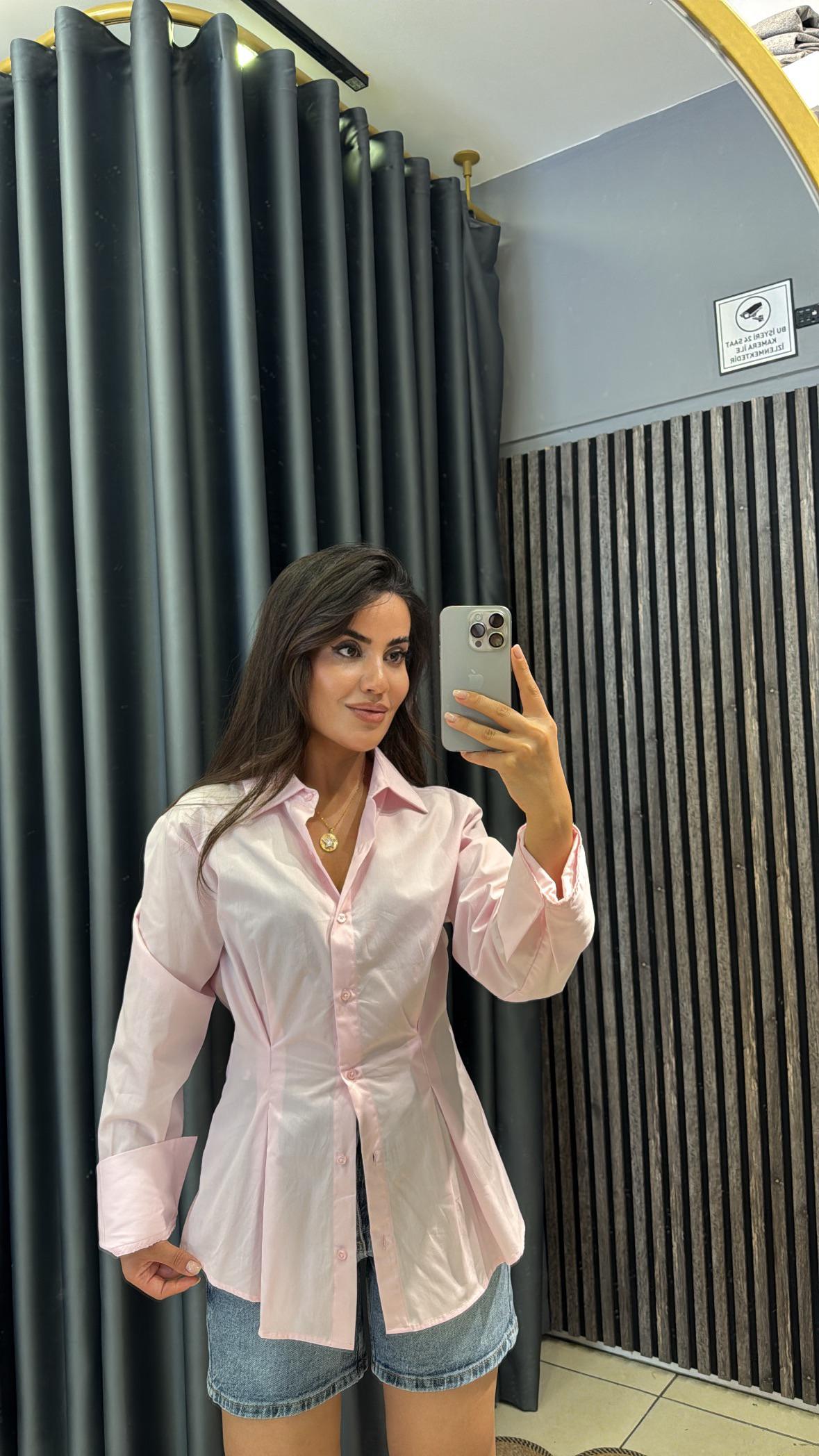 Pembe Ravi Korseli Gömlek