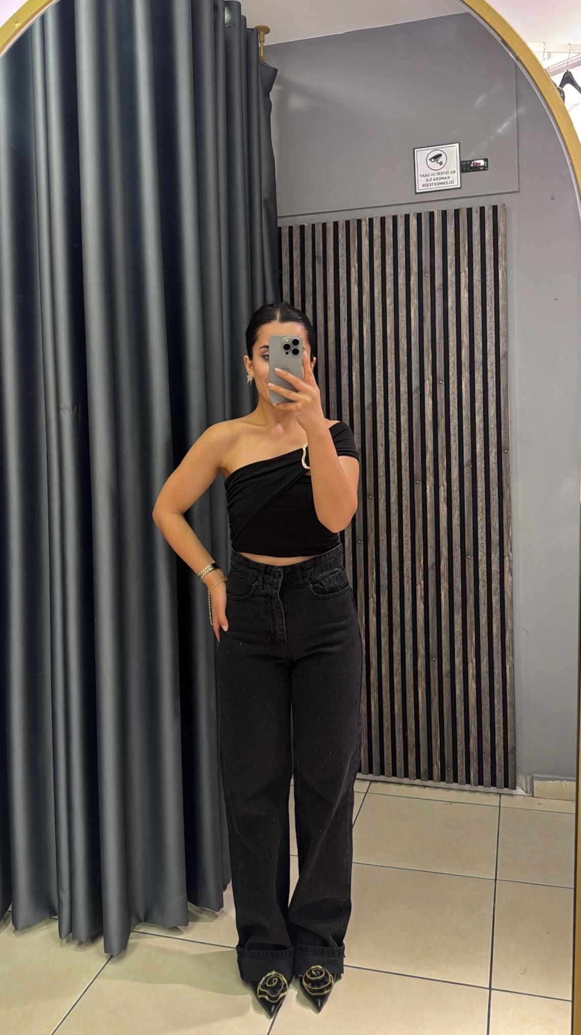 Boyundan Askılı Likralı Straplez Bluz 